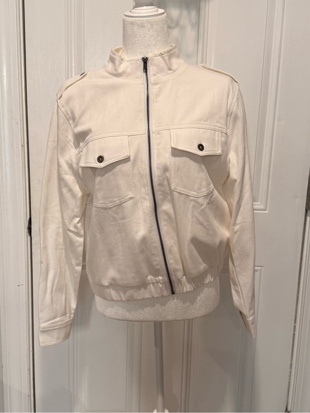 Staccato Cream Zip-Front Utility Jacket